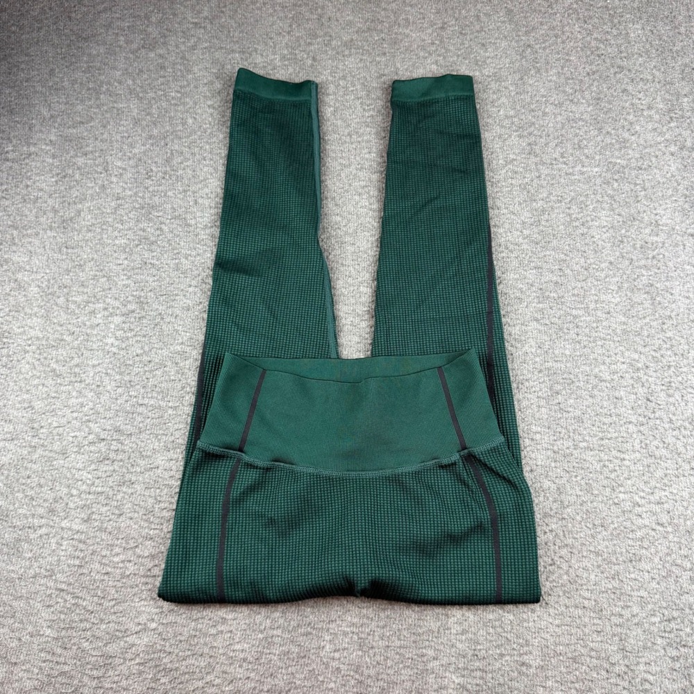 Aerie OFFLINE Leggings Women's Small Green Seamless Waffle Knit High Waisted